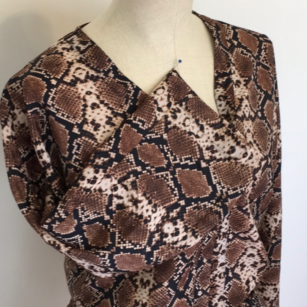 BCBGMaxAzria Brown Snake Print Romper - Picture 6 of 16